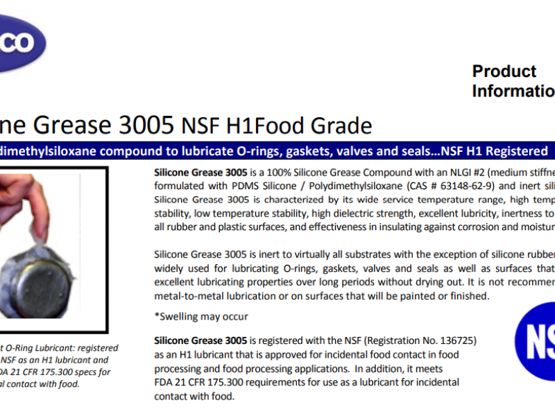 Clearco - Silicone Grease 3005 NSF H1 Food Grade/Mỡ Clearco Silicone 3005 NSF H-1 an toàn thực phẩm